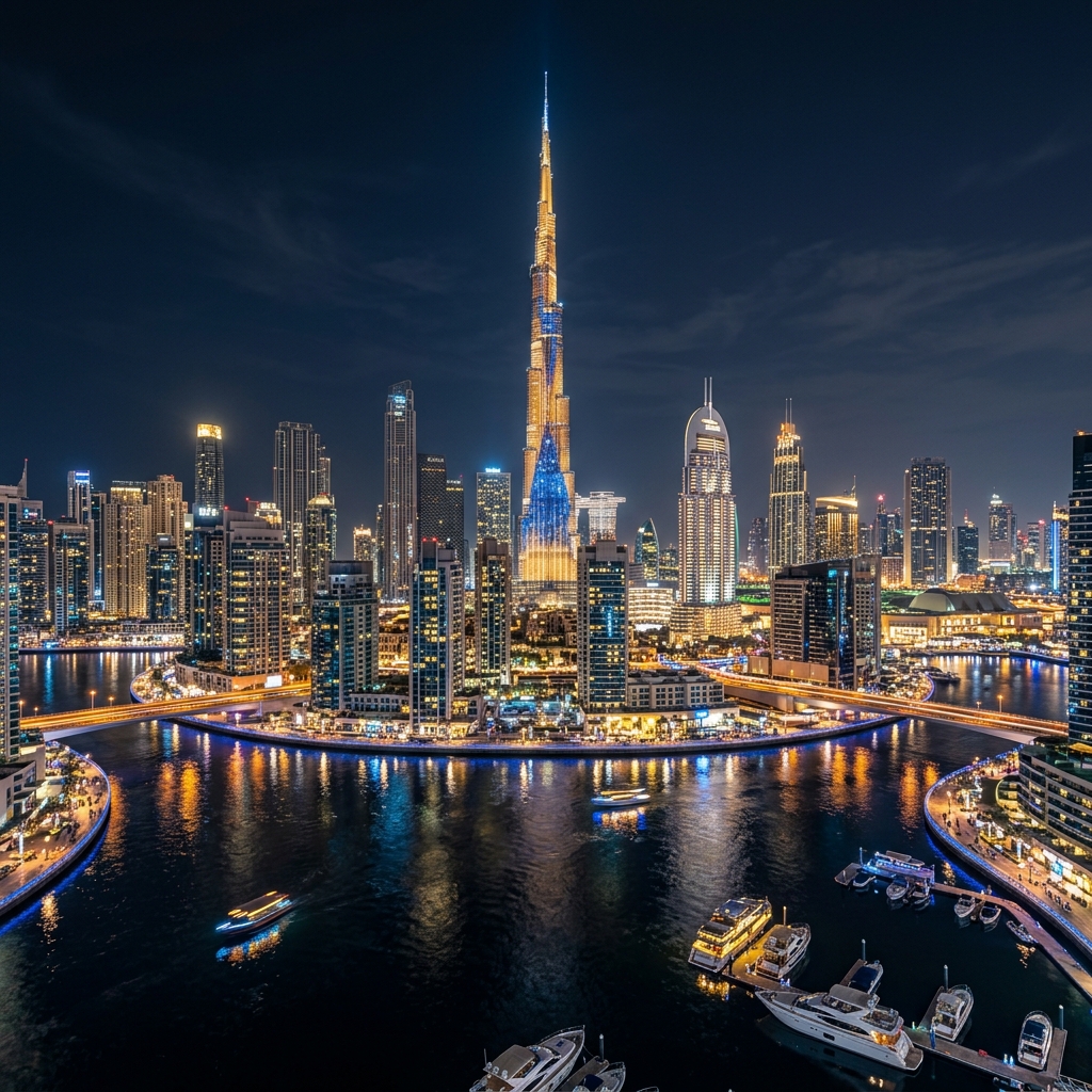 Dubai skyline at night