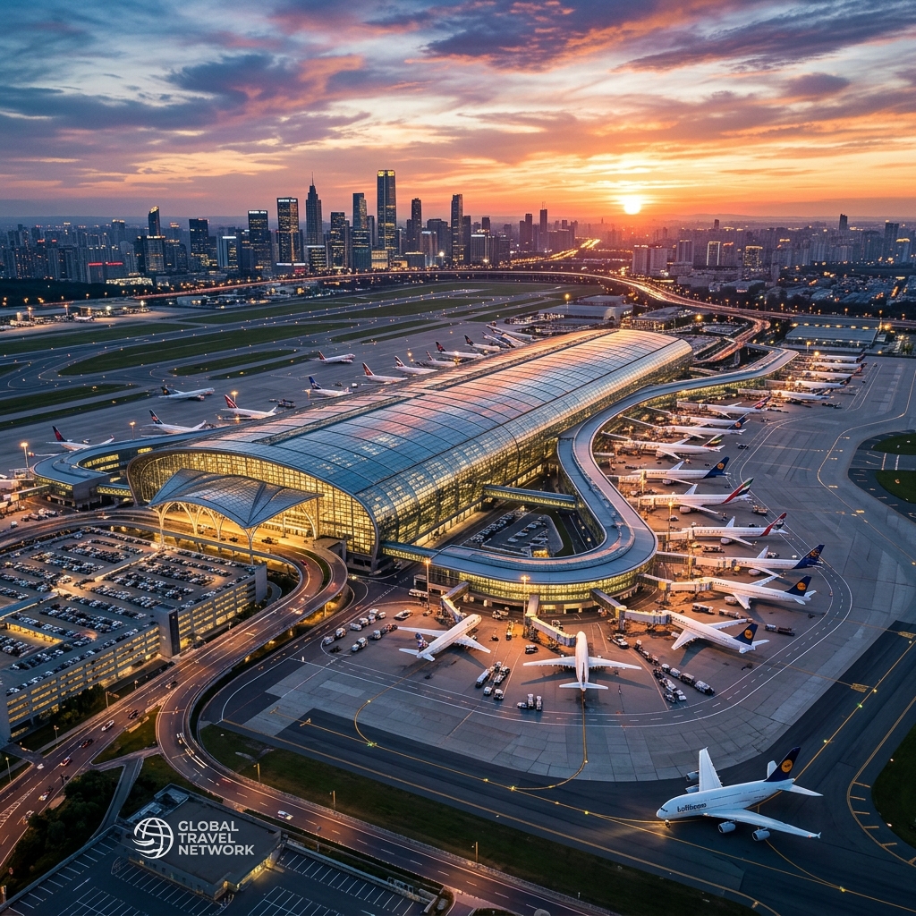 International airport aerial view